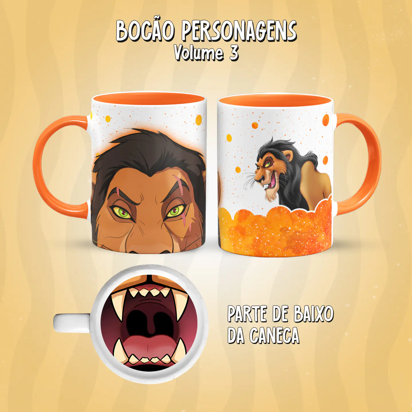 Kit 17 Artes Caneca Boca Personagens PNG 34