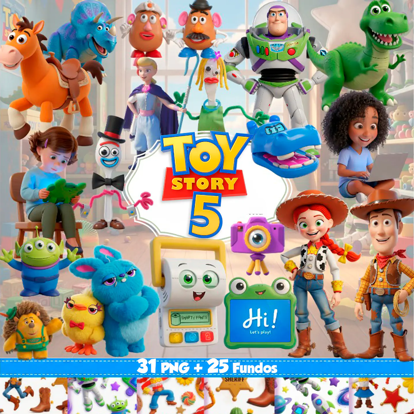 Kit Digital Toy Story 5 PNG e Fundos JPG 1