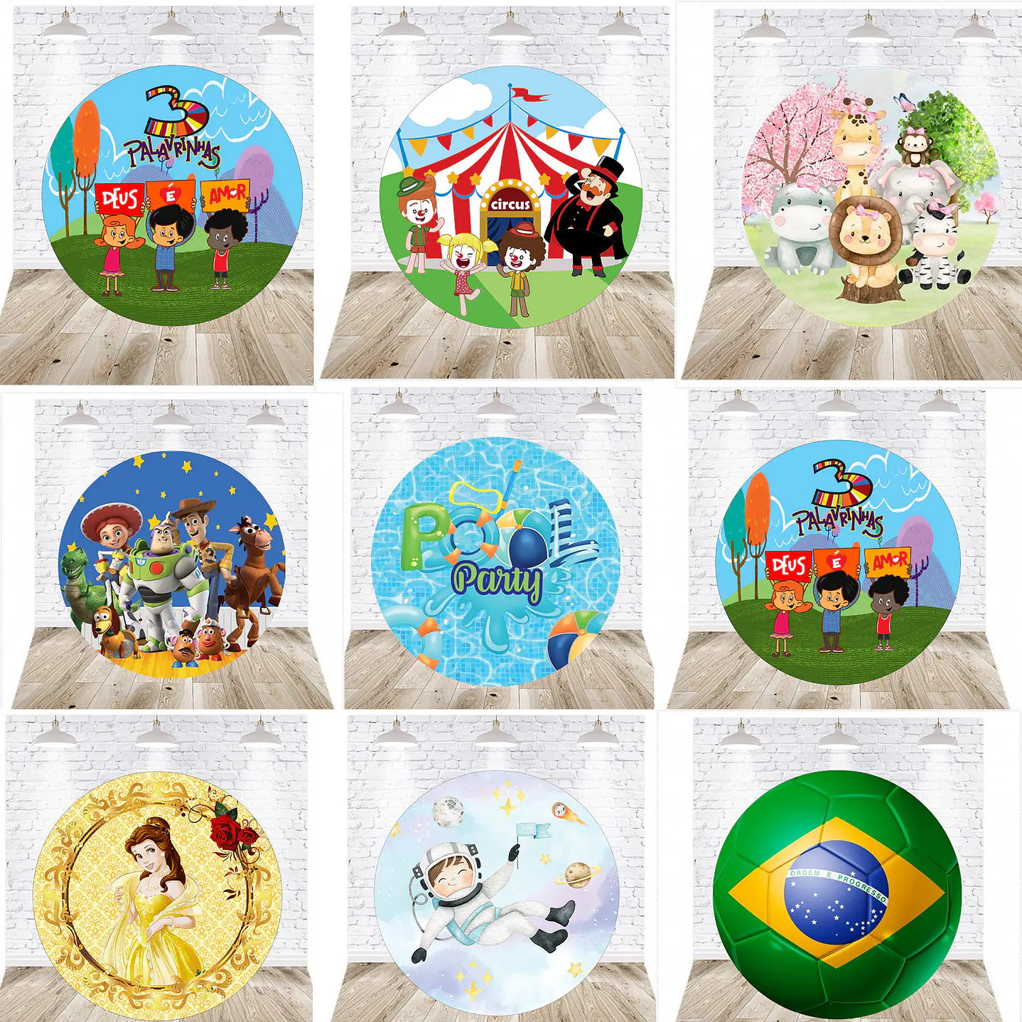 Pack Digital 20 Painéis Redondos para Festa JPG e PDF 1
