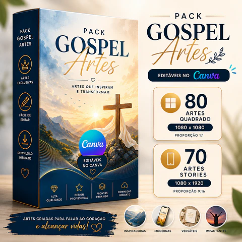 Pack Artes Gospel Canva 150 Artes Editáveis para Igrejas