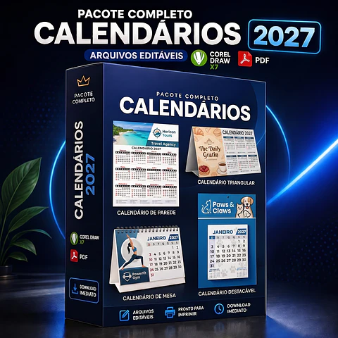 Kit Calendário 2027 Editável em Corel Draw e PDF