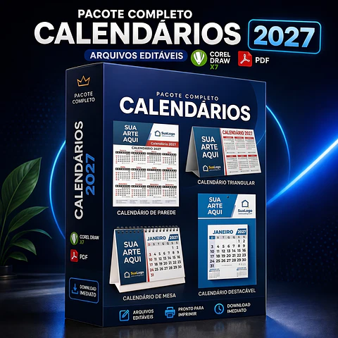 Kit Calendário 2027 Editável em Corel Draw e PDF