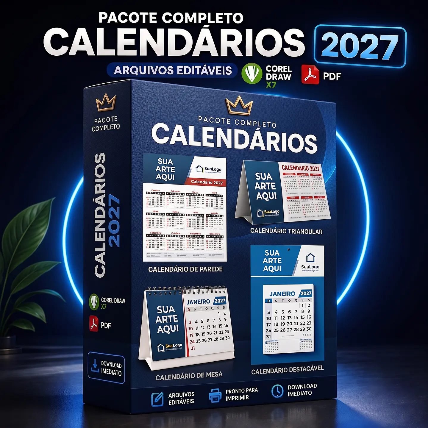 Kit Calendário 2027 Editável em Corel Draw e PDF 1