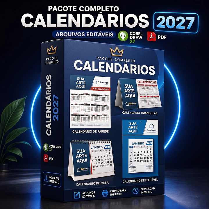 Kit Calendário 2027 Editável em Corel Draw e PDF 1