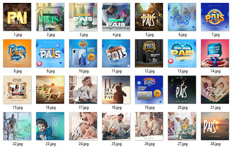 Pack Artes Canva Dia dos Pais - 70 Posts Editáveis