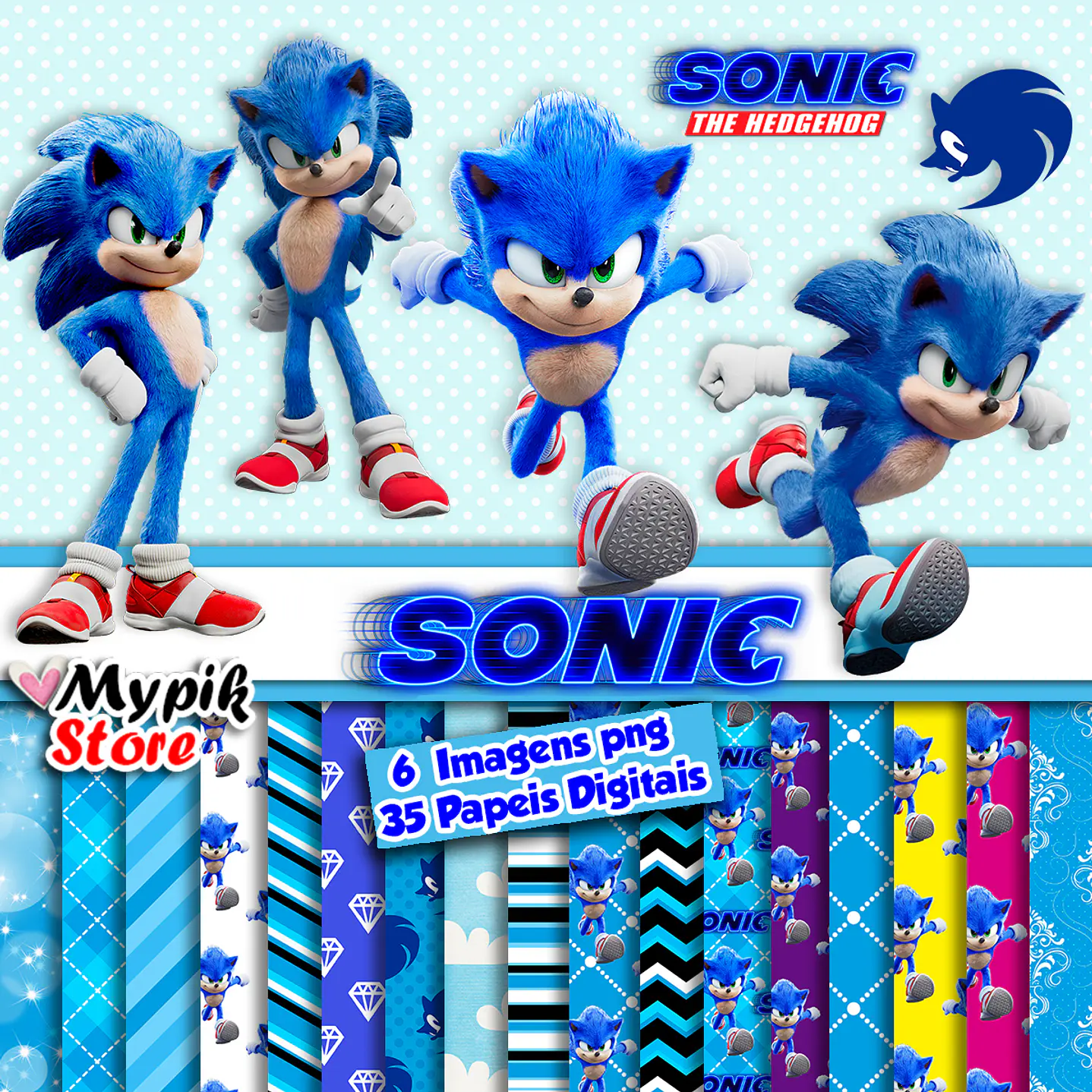 Kit Digital Sonic imagens png e Papeis Digitais 2