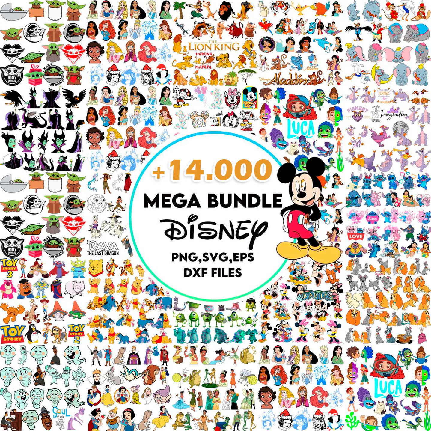 Mega Pacote Disney PNG SVG para Sublimação e Personalizados 1