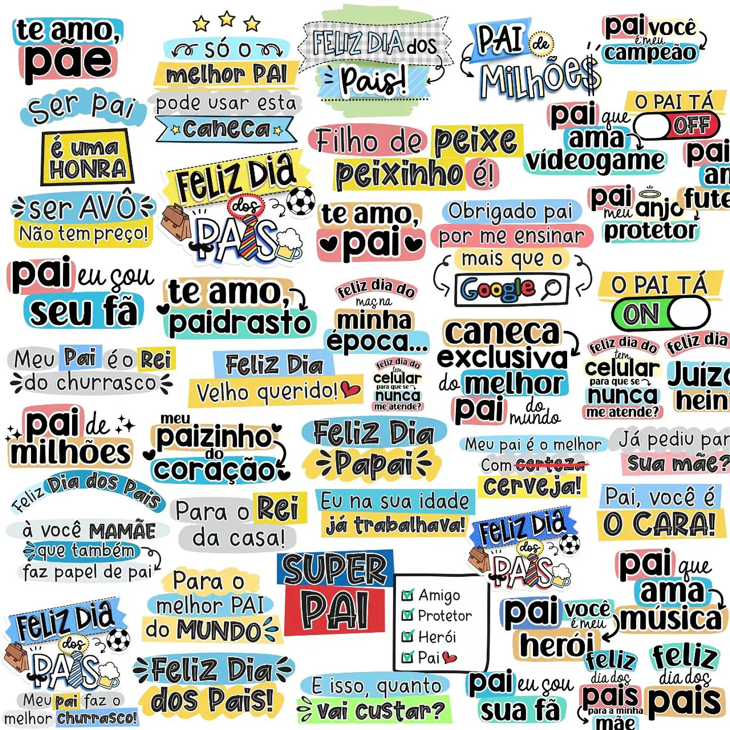 Kit Digital Flork Dia dos Pais Completo PNG para Sublimação 9