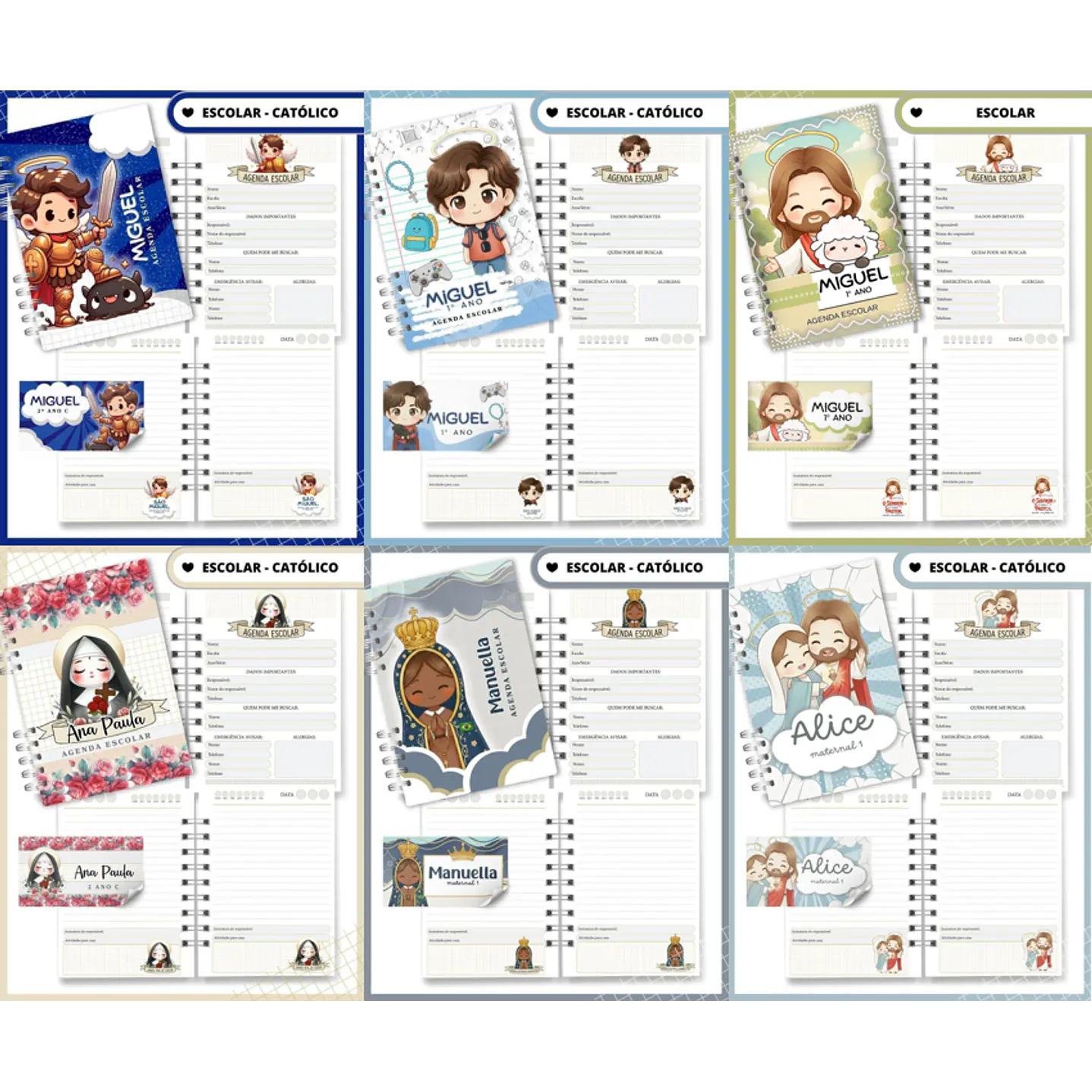 Pack Digital Agenda Escolar Católica Santinhos PDF  1