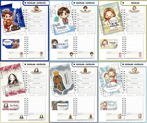 Pack Digital Agenda Escolar Católica Santinhos PDF 