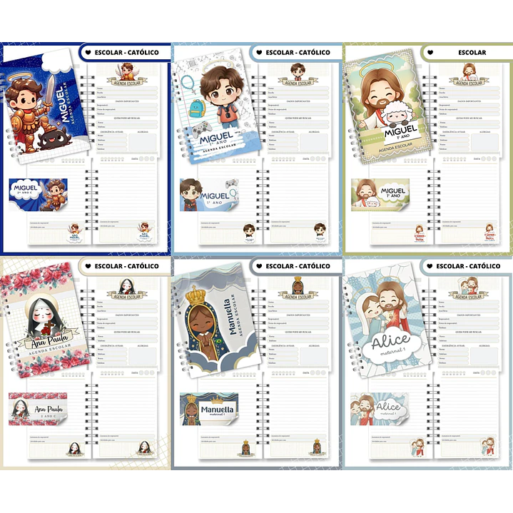 Pack Digital Agenda Escolar Católica Santinhos PDF  1