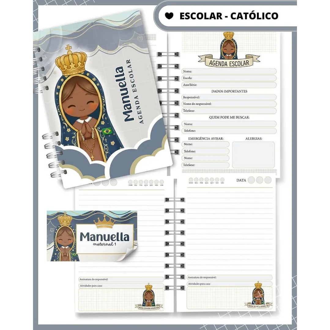 Pack Digital Agenda Escolar Católica Santinhos PDF  2