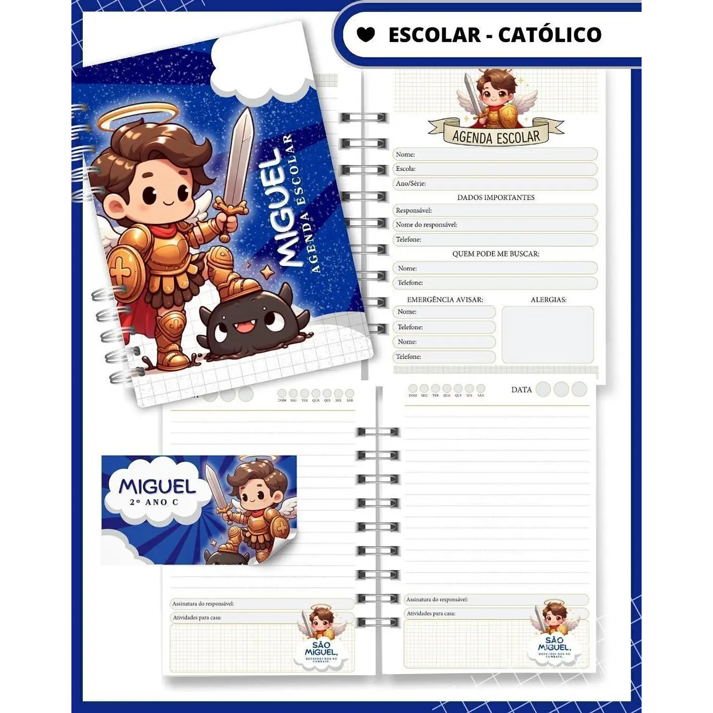 Pack Digital Agenda Escolar Católica Santinhos PDF  3