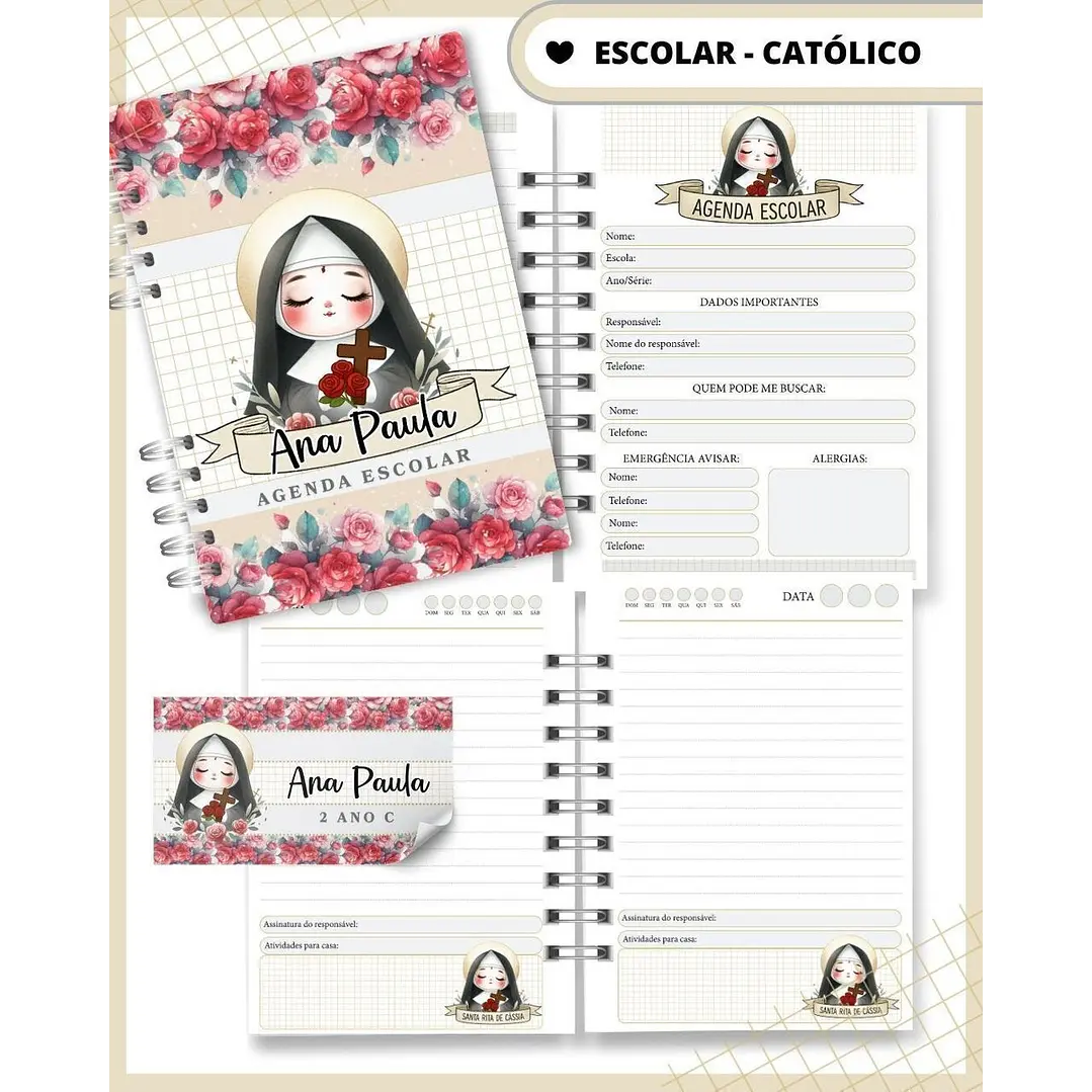 Pack Digital Agenda Escolar Católica Santinhos PDF  4