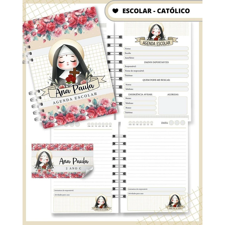 Pack Digital Agenda Escolar Católica Santinhos PDF  4