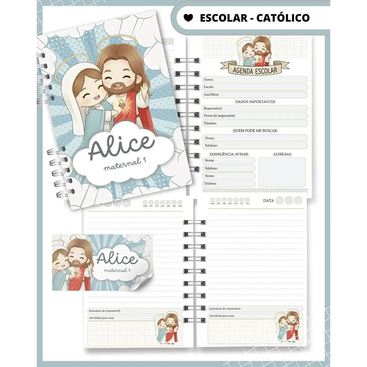 Pack Digital Agenda Escolar Católica Santinhos PDF  6