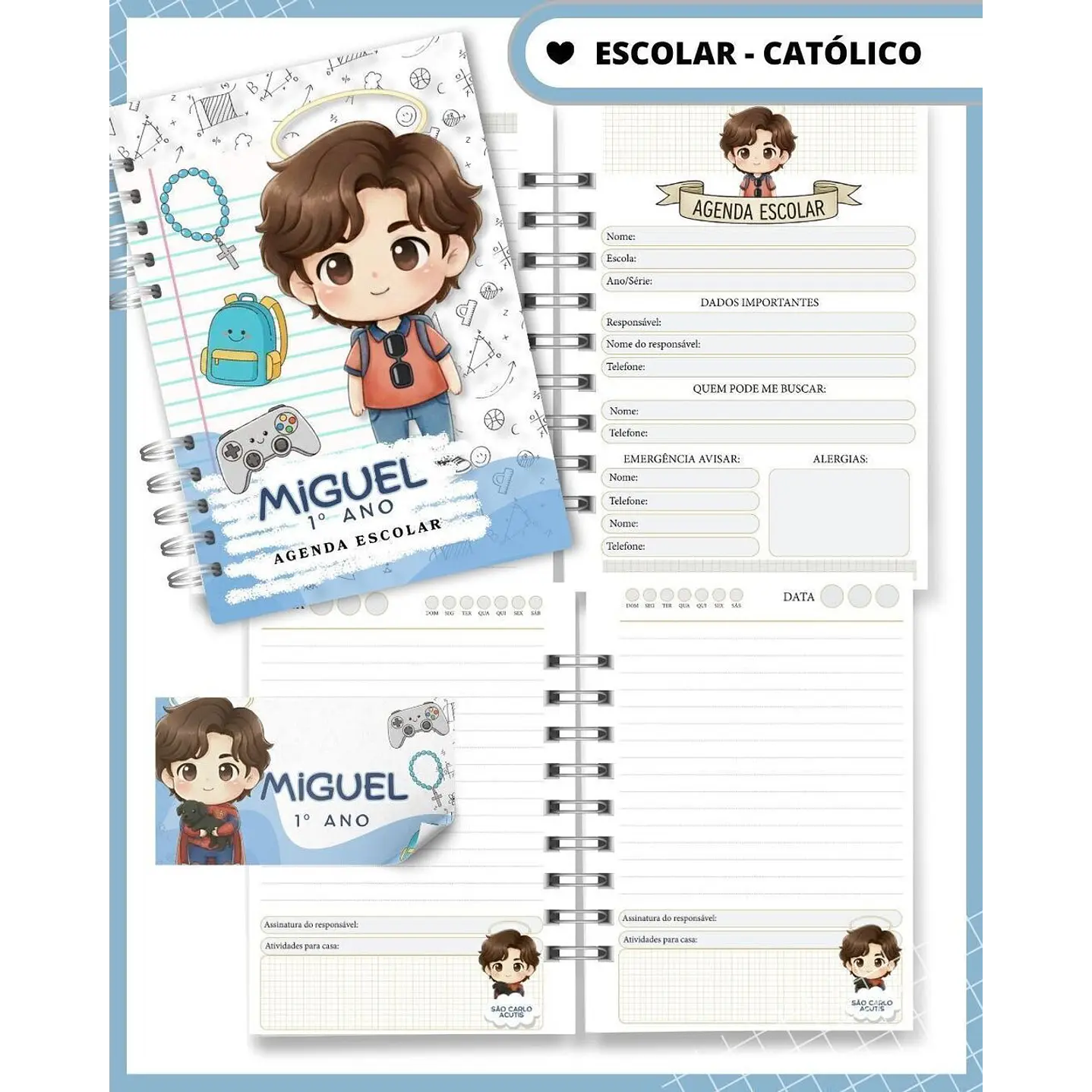Pack Digital Agenda Escolar Católica Santinhos PDF  7
