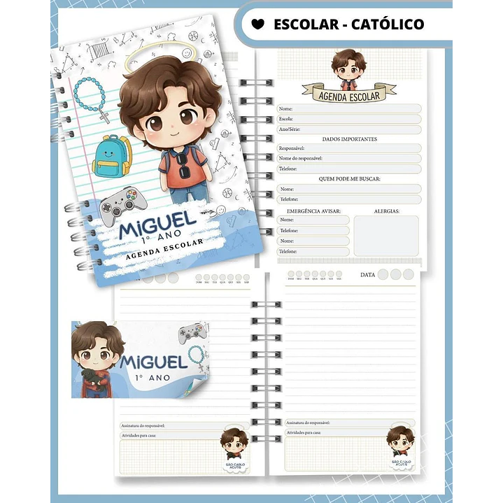 Pack Digital Agenda Escolar Católica Santinhos PDF  7