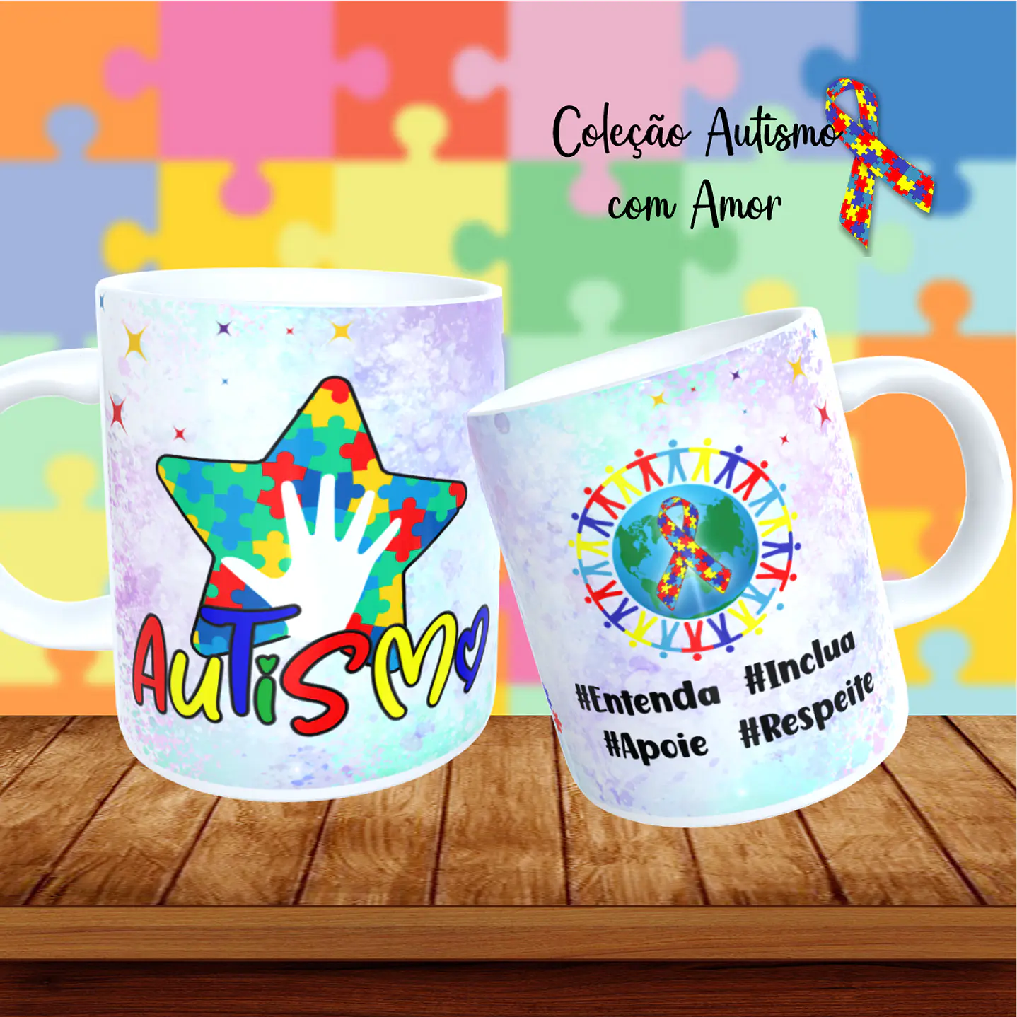 20 Artes para Canecas + 22 Artes para Camisetas Autismo PNG 5