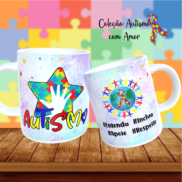 20 Artes para Canecas + 22 Artes para Camisetas Autismo PNG 5