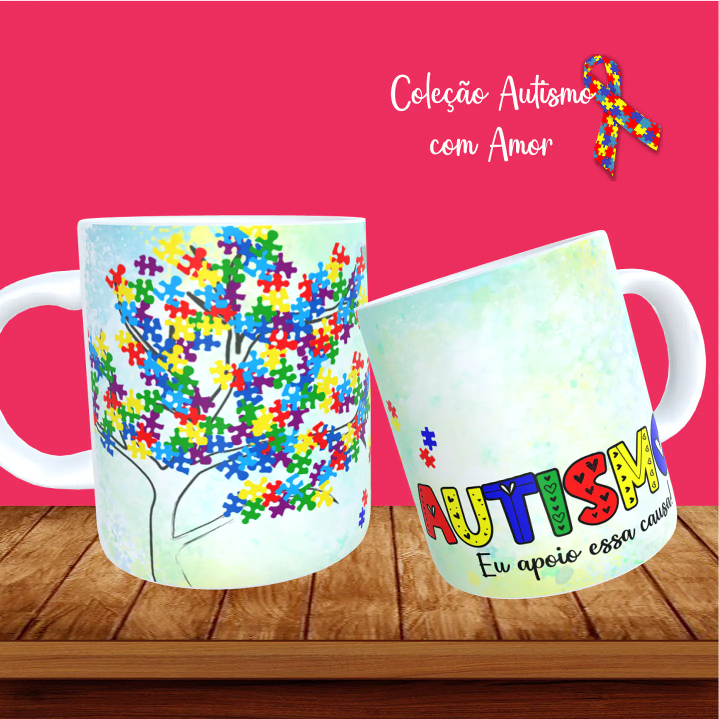 20 Artes para Canecas + 22 Artes para Camisetas Autismo PNG 6