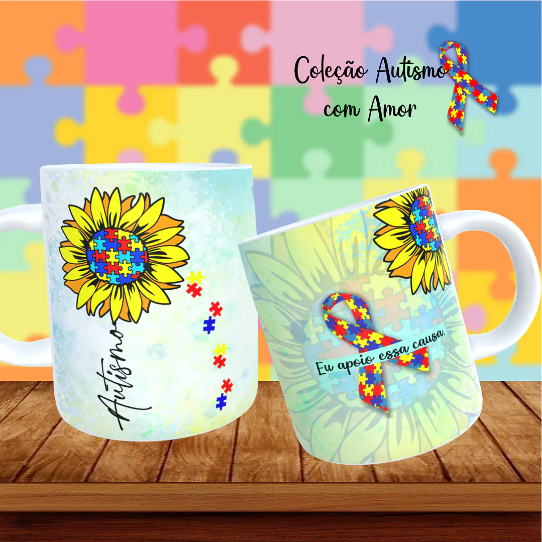 20 Artes para Canecas + 22 Artes para Camisetas Autismo PNG 7