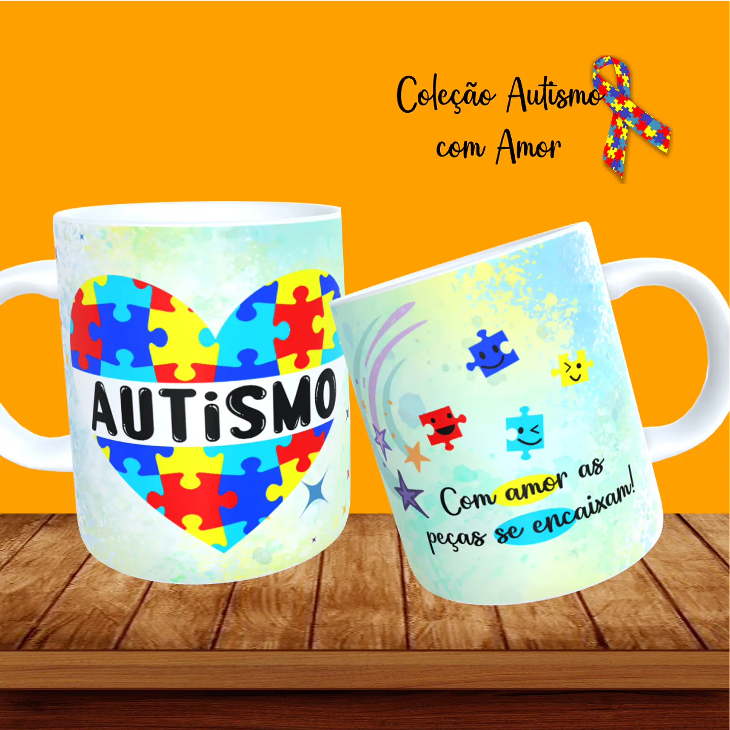 20 Artes para Canecas + 22 Artes para Camisetas Autismo PNG 8