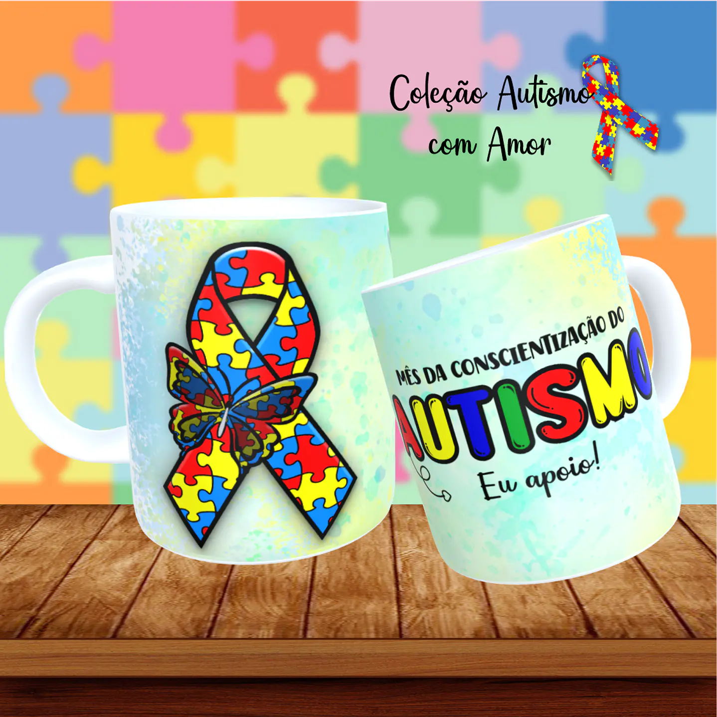 20 Artes para Canecas + 22 Artes para Camisetas Autismo PNG 13