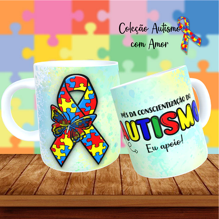 20 Artes para Canecas + 22 Artes para Camisetas Autismo PNG 13