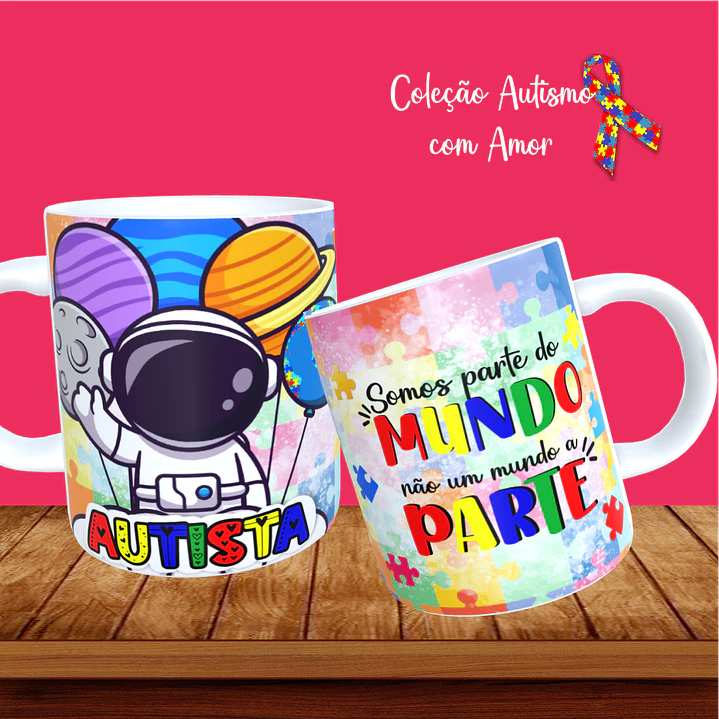 20 Artes para Canecas + 22 Artes para Camisetas Autismo PNG 14
