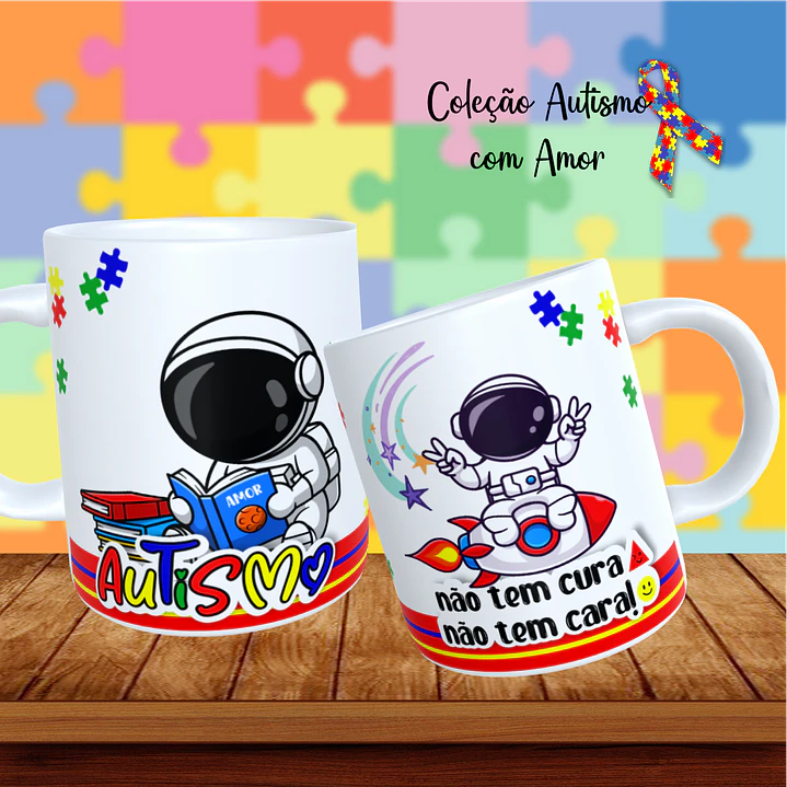 20 Artes para Canecas + 22 Artes para Camisetas Autismo PNG 17