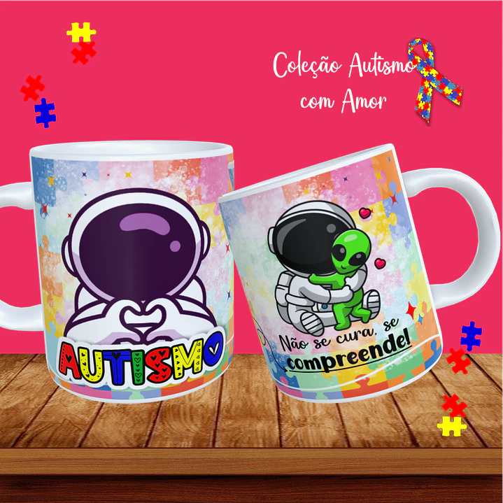 20 Artes para Canecas + 22 Artes para Camisetas Autismo PNG 18