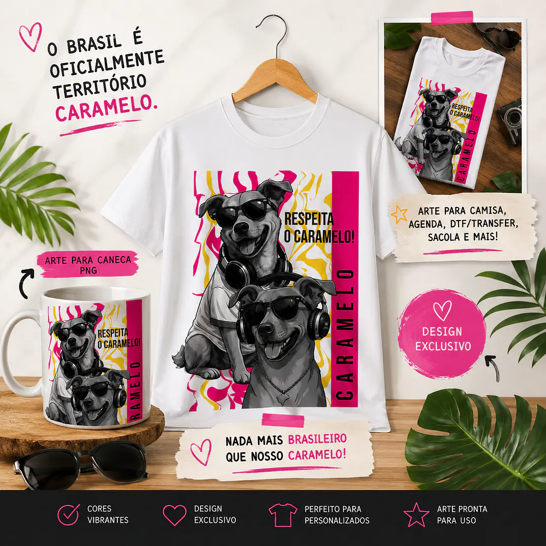 Pack com 23 Artes Caramelo Brasil para Caneca e Camisa PNG 1