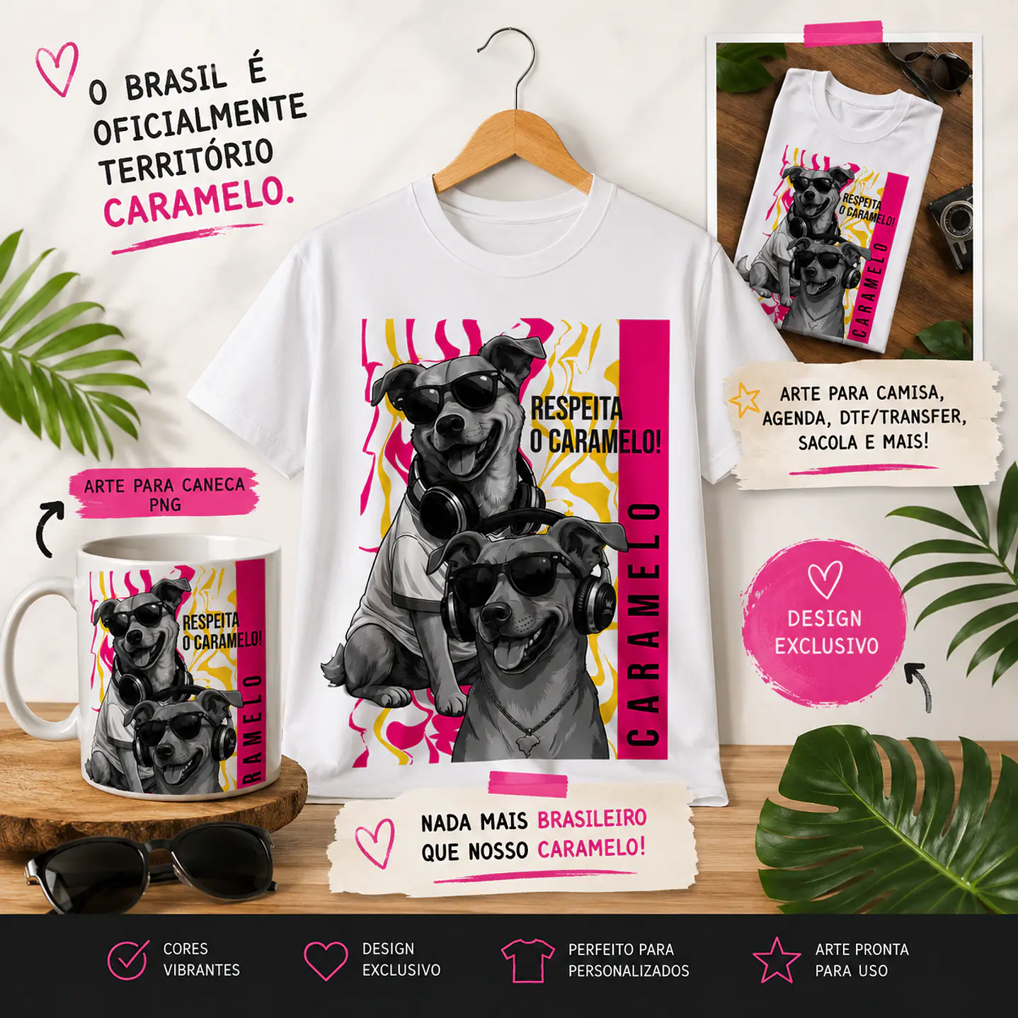 Pack com 23 Artes Caramelo Brasil para Caneca e Camisa PNG 1