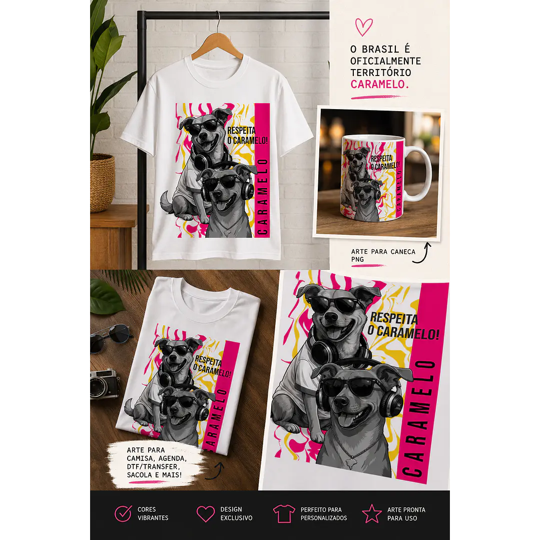 Pack com 23 Artes Caramelo Brasil para Caneca e Camisa PNG 3