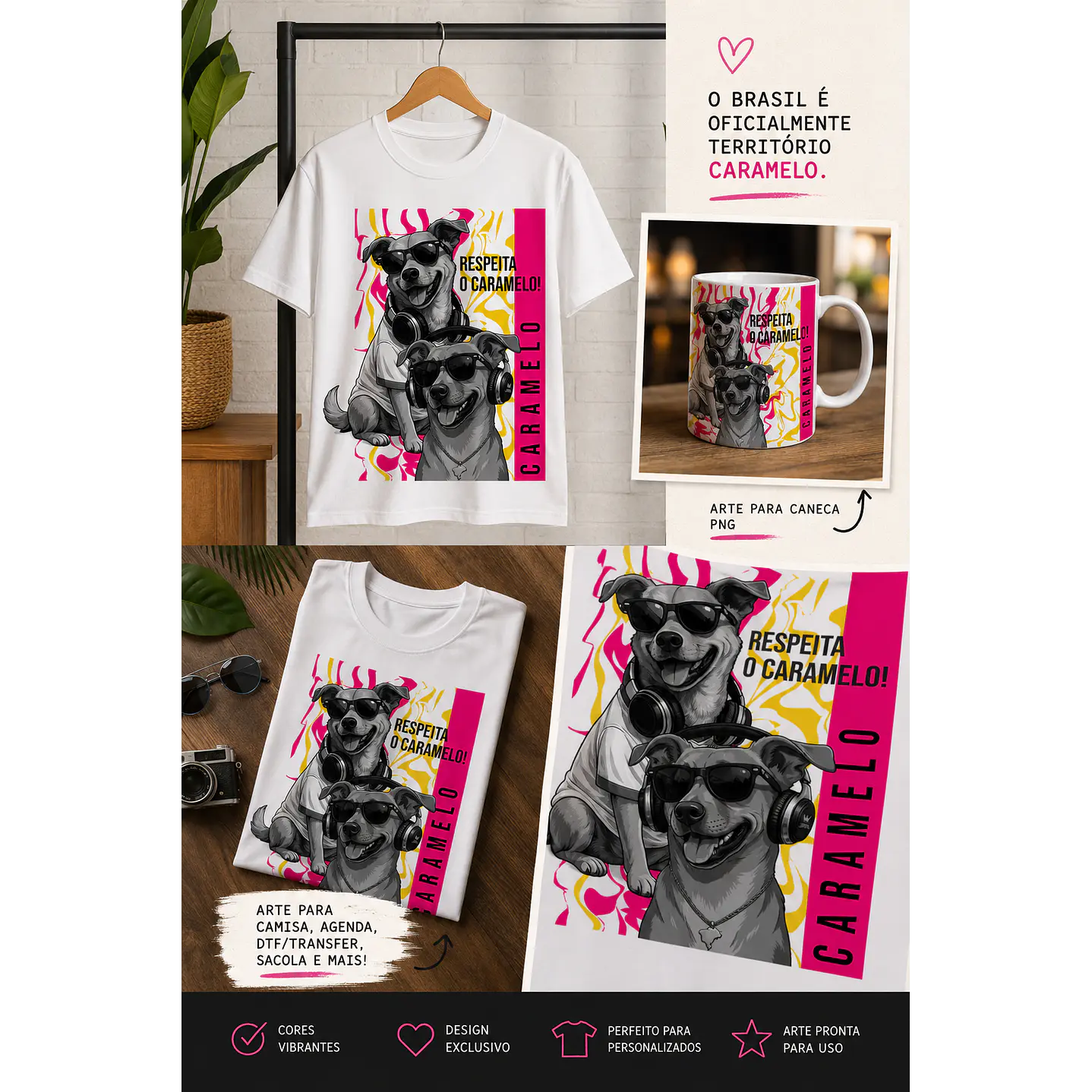 Pack com 23 Artes Caramelo Brasil para Caneca e Camisa PNG 3