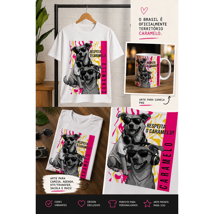 Pack com 23 Artes Caramelo Brasil para Caneca e Camisa PNG 3