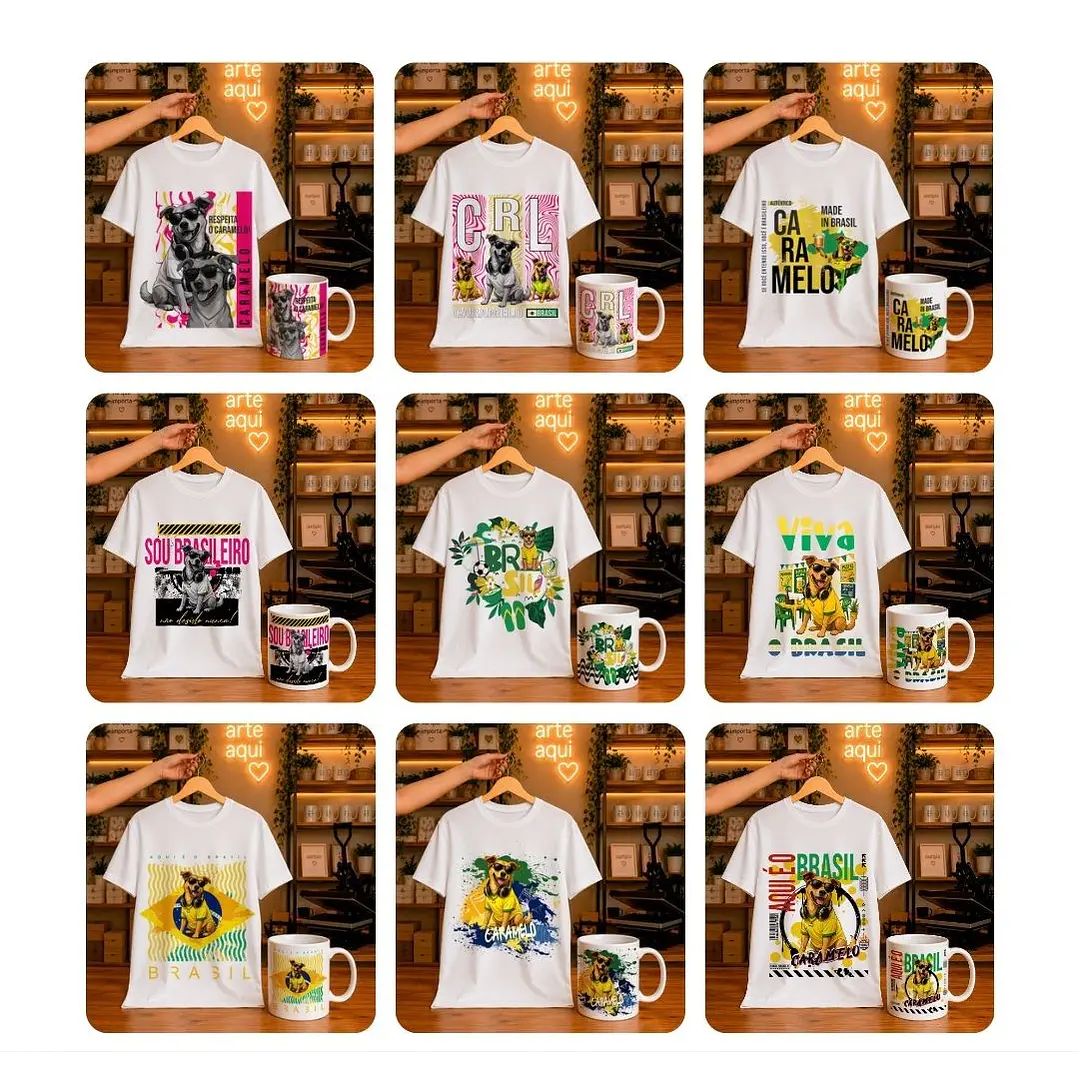 Pack com 23 Artes Caramelo Brasil para Caneca e Camisa PNG 2
