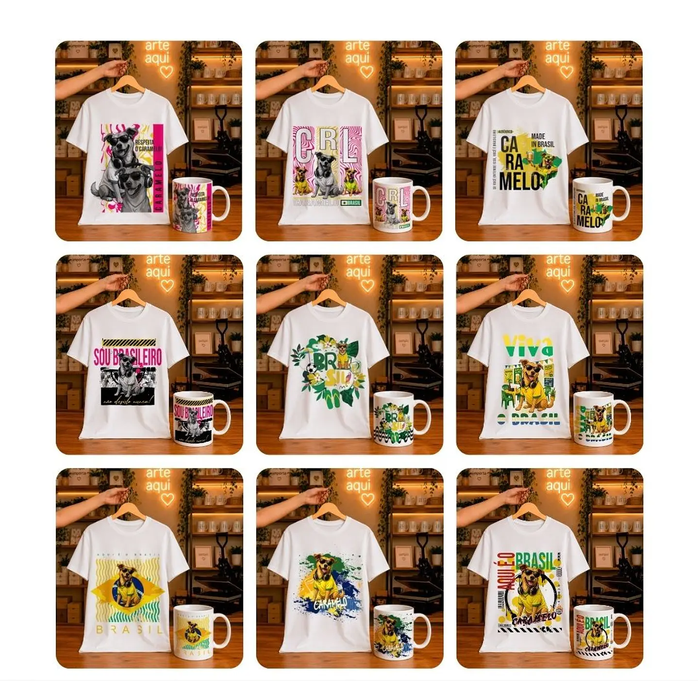 Pack com 23 Artes Caramelo Brasil para Caneca e Camisa PNG 2