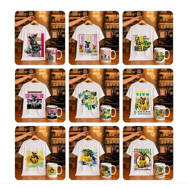 Pack com 23 Artes Caramelo Brasil para Caneca e Camisa PNG 2