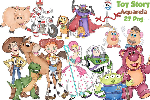 Kit Digital Toy Story PNG Aquarela Alta Resolução