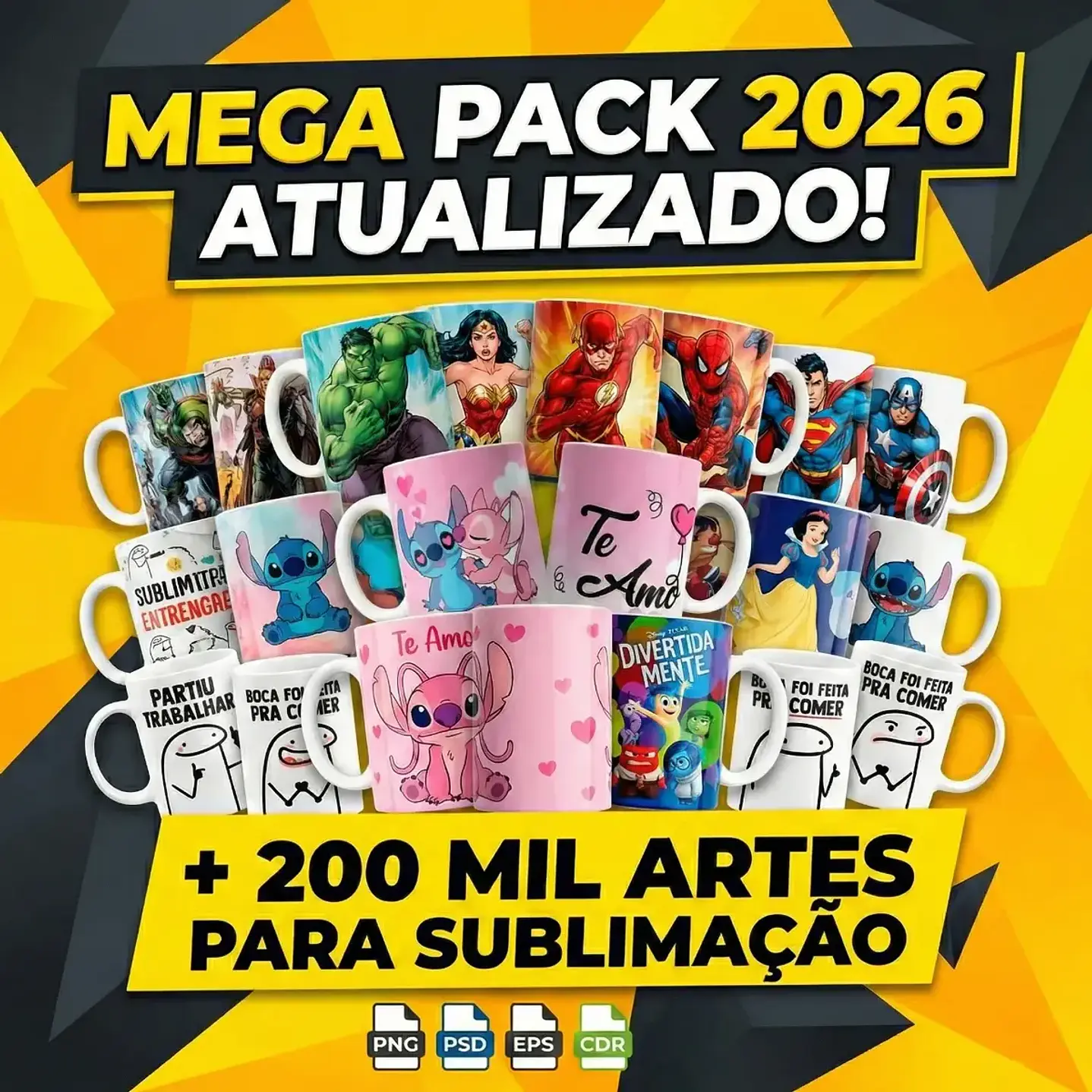 Pack 200 Mil Artes Para Sublimação Canecas 2026 Atualizado 1