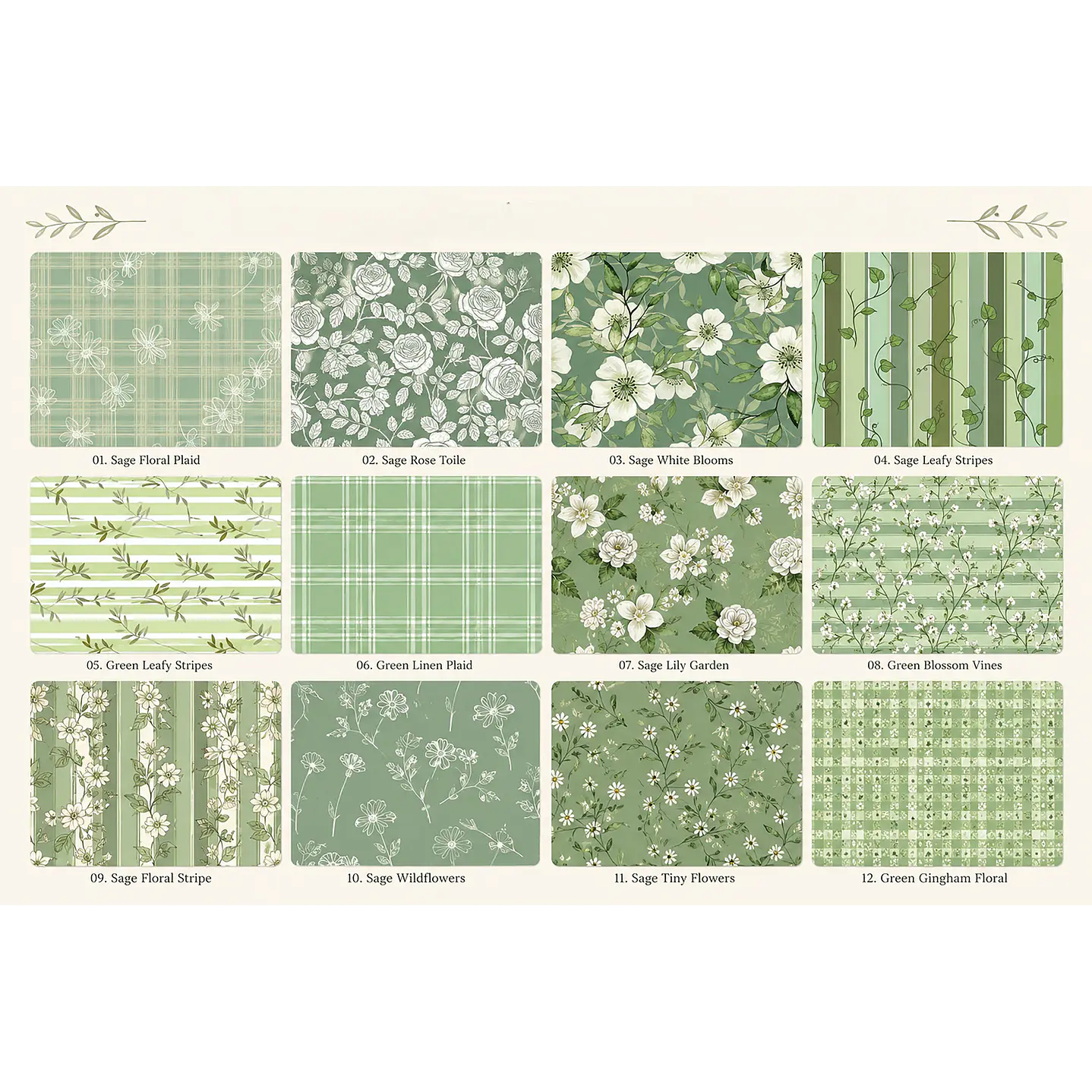 Kit Papéis Digitais Floral Verde Sálvia 28 JPG 2