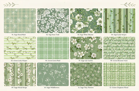 Kit Papéis Digitais Floral Verde Sálvia 28 JPG