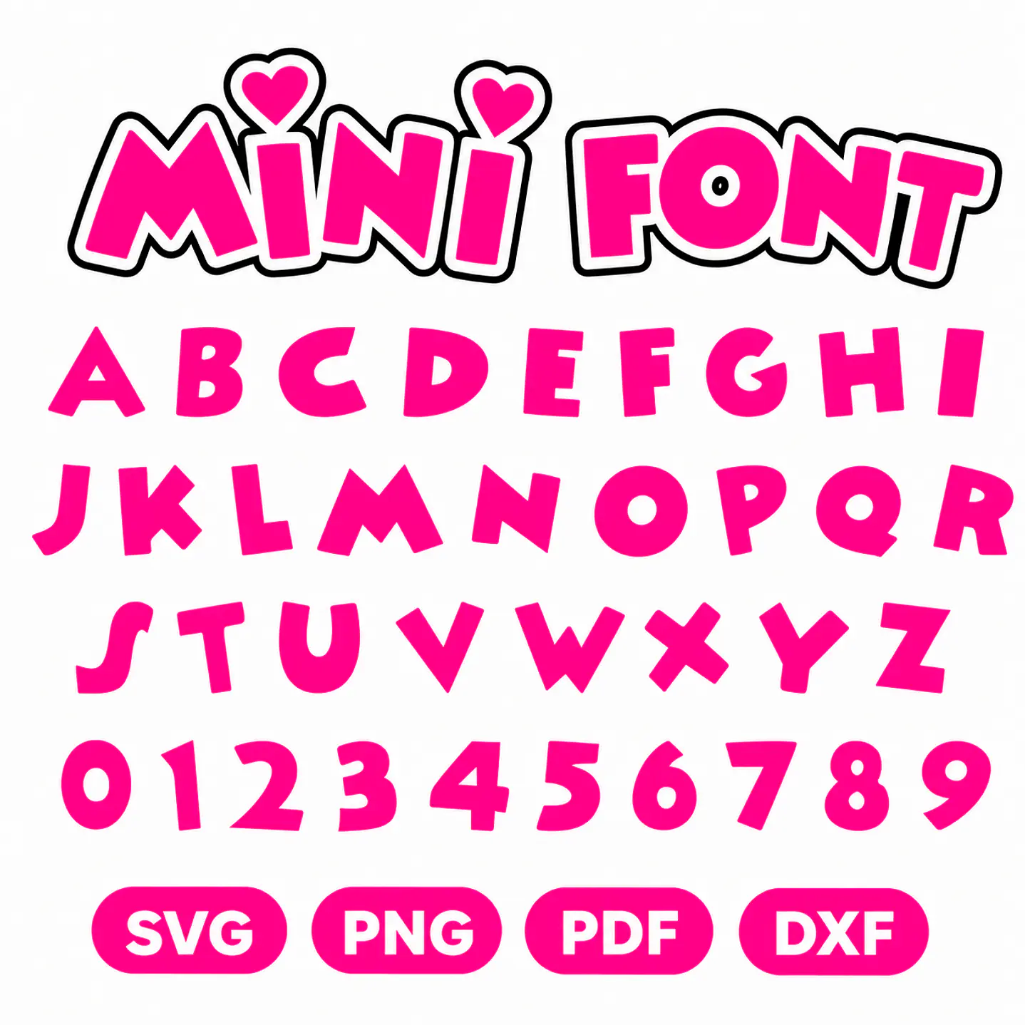 Mini Font SVG PNG PDF DXF para Personalizados 1