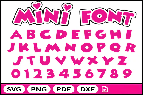 Mini Font SVG PNG PDF DXF para Personalizados