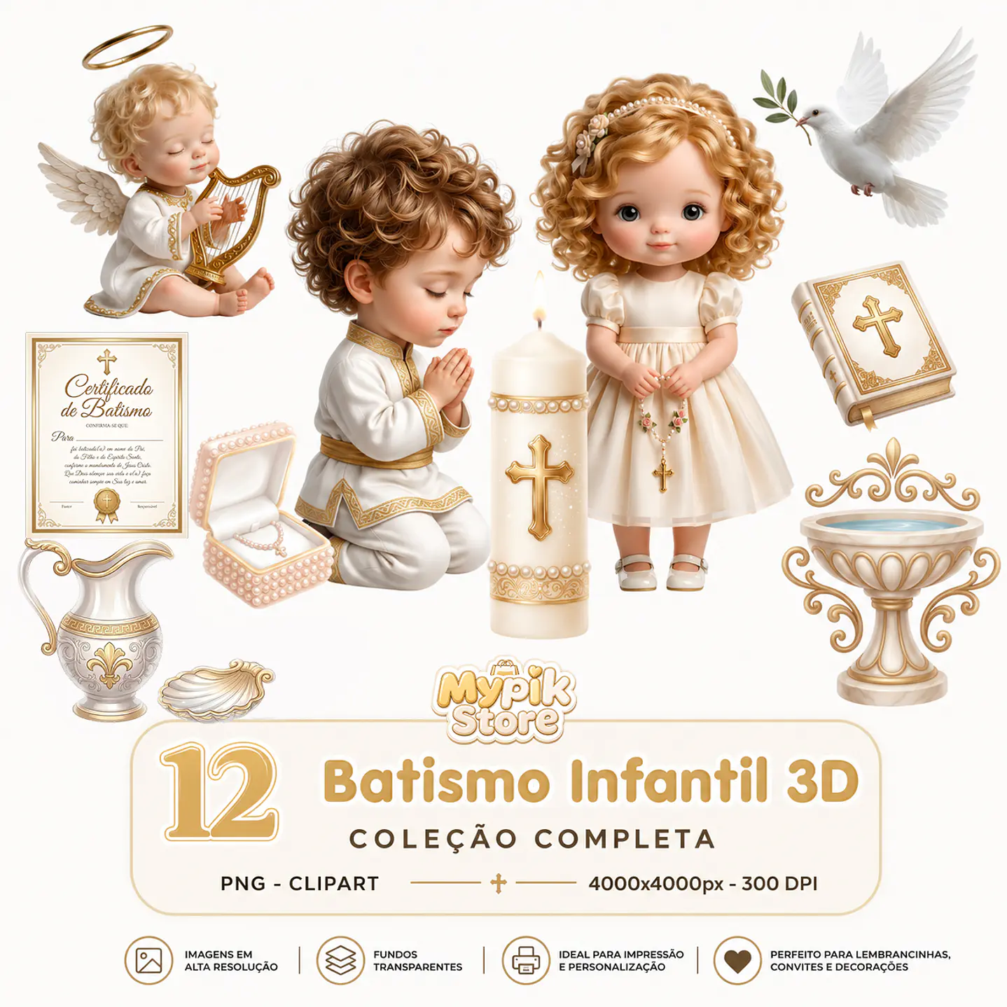 Kit Digital Batismo Infantil PNG Alta Resolução 1