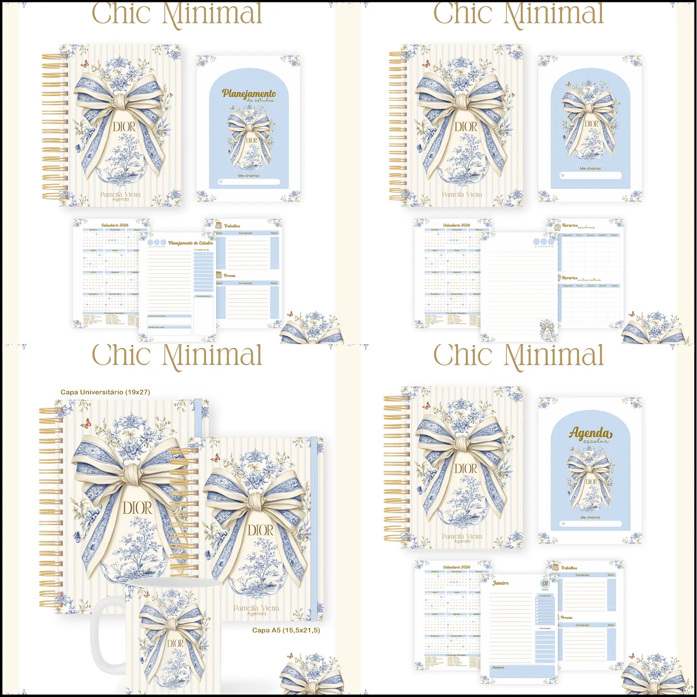 Kit Encadernação Chic Minimal Escolar Teen Adulto 1