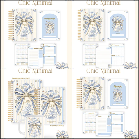 Kit Encadernação Chic Minimal Escolar Teen Adulto