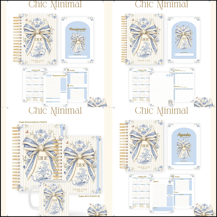 Kit Encadernação Chic Minimal Escolar Teen Adulto 1